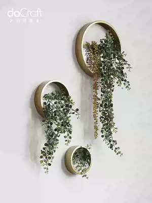 Big Craftsman style creative wall decoration wall hanging piece pastoral Wall simple round meaty flower plant pot wall decoration