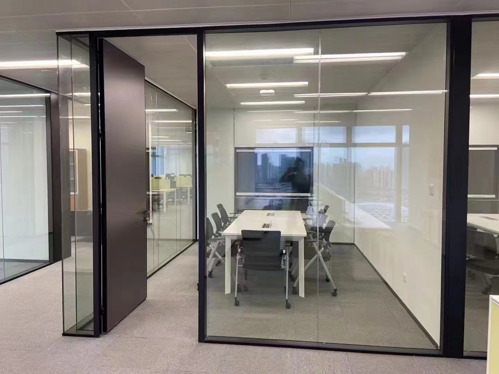 Office bending glass partition wall frame panoramic fireproof splicing high partition proof high partition tempered glass wall decoration