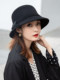 CalbouKimct winter hat women's wool face-showing small warm versatile hat elegant autumn and winter fisherman hat