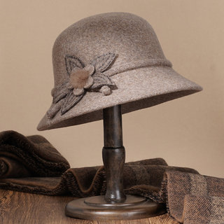 Calboukimct Winter Hat for Women, Stylish Wool Felt Hat for Mothers, Winter Style, Middle-Aged Style, Fisherman Hat, Warm