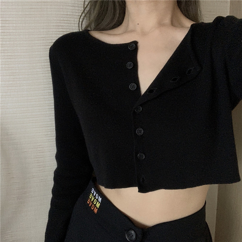 Small Knit Cardigan for Women, Long-Sleeved Autumn and Winter Sweater, Short Jacket, Sexy Ultra-Short Outerwear, High-Waisted Crop Top, Bm Style Top