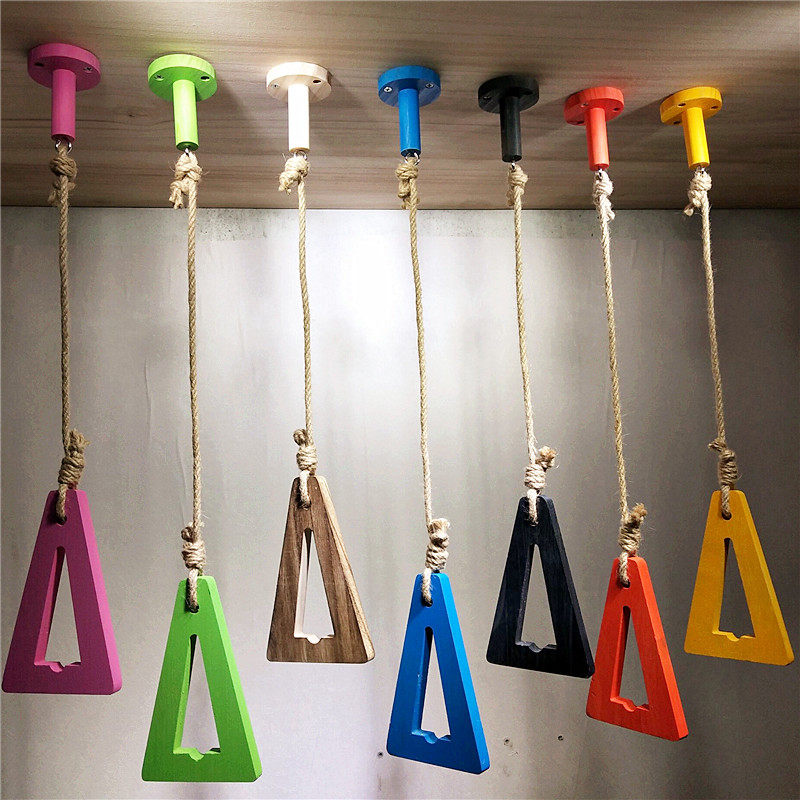 Clothing store hanging ring hemp rope Vintage wooden brand hanger hanger display rack Wall clothing rack Clothes hanging hanging chain