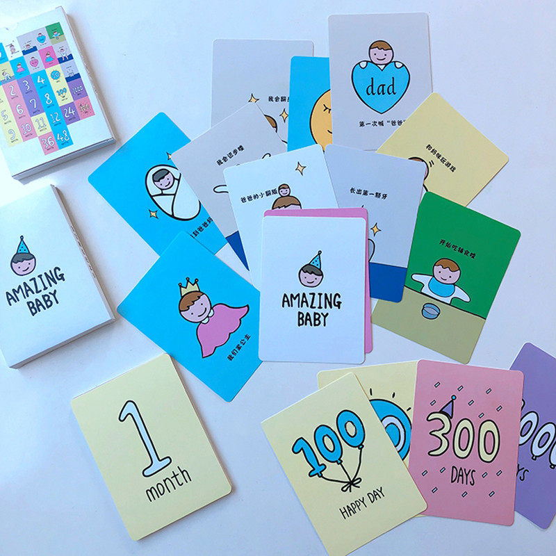 ins Baby growth commemorative card Baby photo background card full moon 100 days birthday month card shooting props
