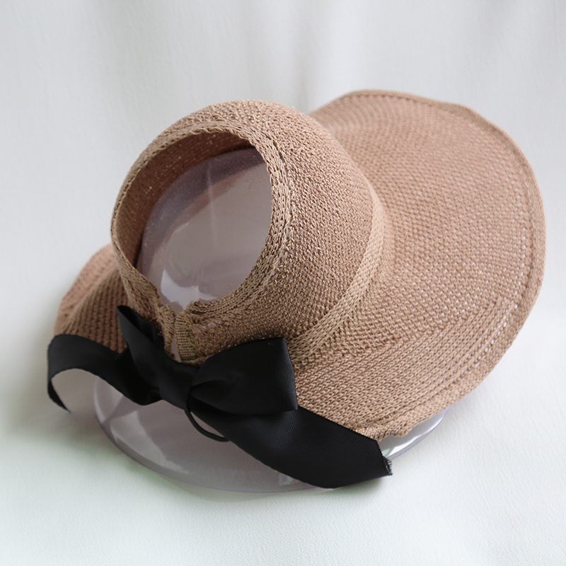 Korean Empty Top Foldable Bowknot Straw Hat display picture 13