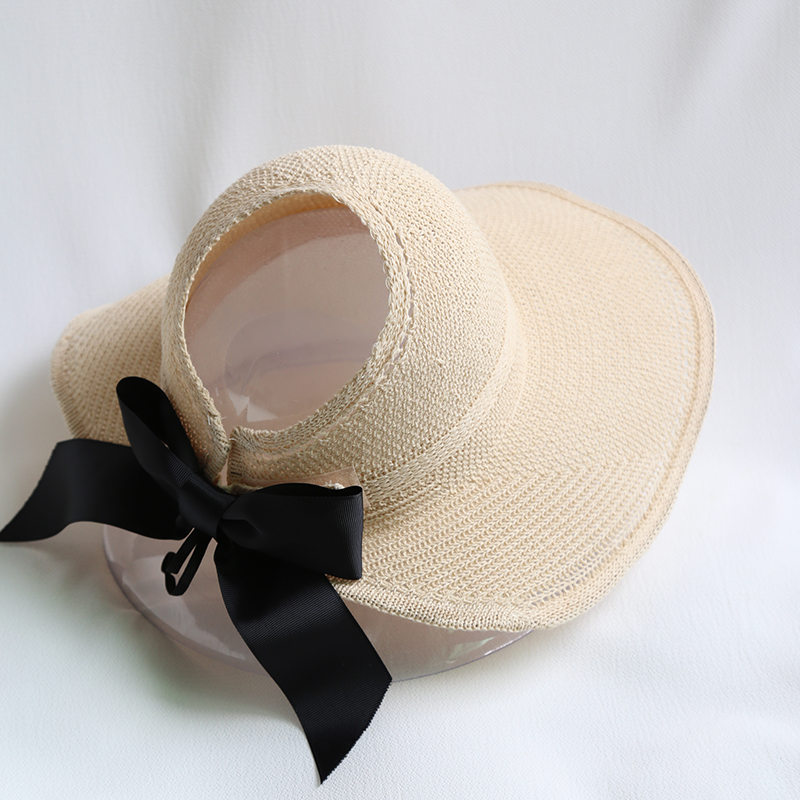 Korean Empty Top Foldable Bowknot Straw Hat display picture 1