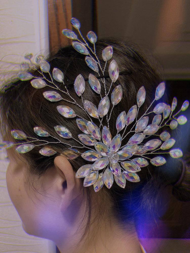 AB colored diamonds shine on stage performance headwear rhinestone show head flower DIY handmade headwear children's catwalk competition