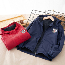 Childrens clothing boys jacket thin section windbreaker spring and autumn plus velvet middle and big childrens childrens jacket baby waterproof windproof coat