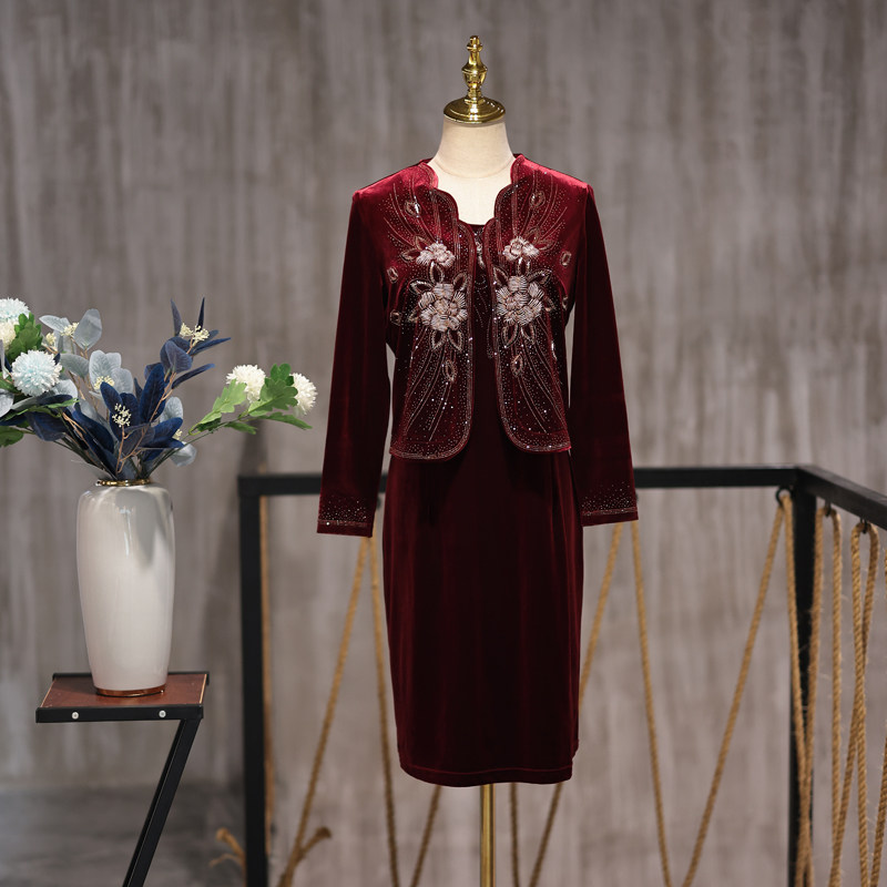 Women's wedding wedding banquet mother gown Two sets of happy mother-in-law 2021 new fall short 2021