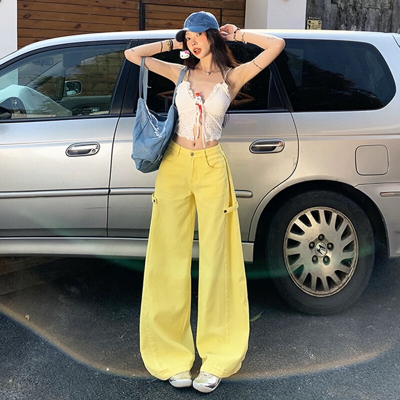 American-Style Low-Waist Jeans for Women, Loose and Casual, Thin Spring/Summer 2026 New Straight-Leg Relaxed Fit, Slimming Wide-Leg Pants