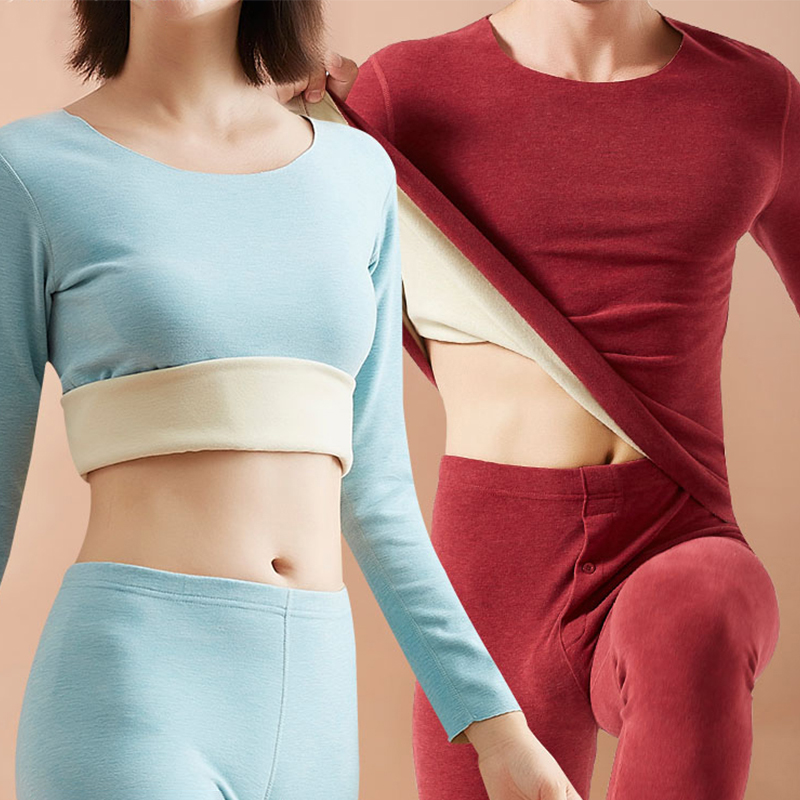 Duvet Fever Suit Pants Men And Women Add Suede Thickened Self Heating Beauty Body Wear No-Mark Autumn Clothes Sanitary Pants Winter