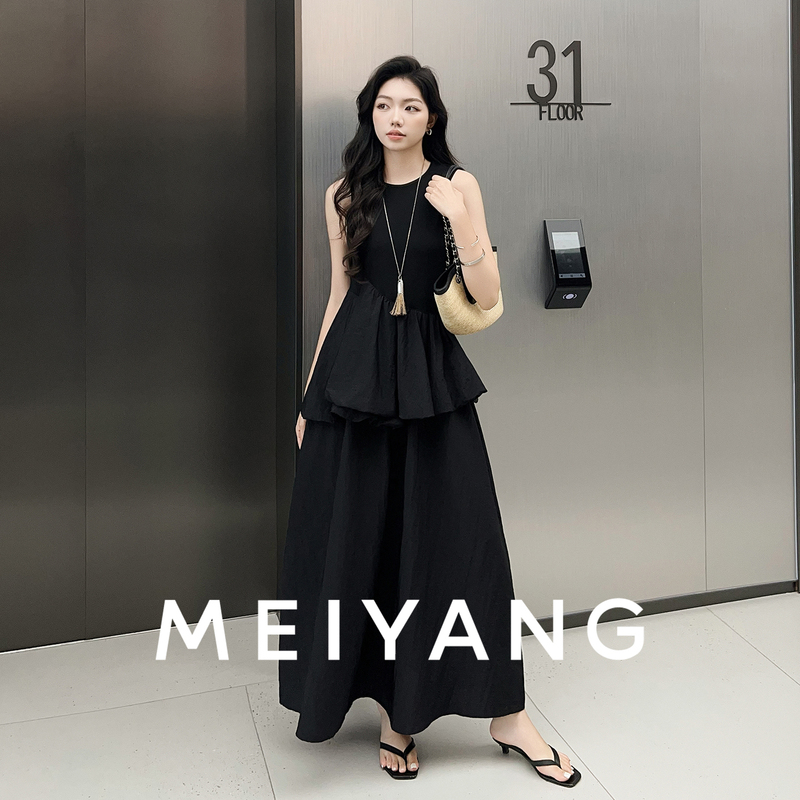 Meiyang Lotus Dress, One Piece Equals Two~ Simple Round Neck Fake Two-Piece Tank Dress A0727
