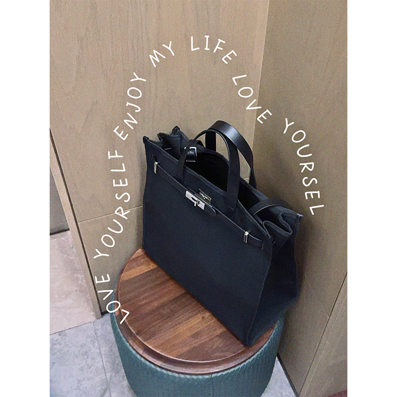 Meiyang Kelly Tote Bag Canvas X Leather | Large Capacity Casual Shoulder Tote Bag