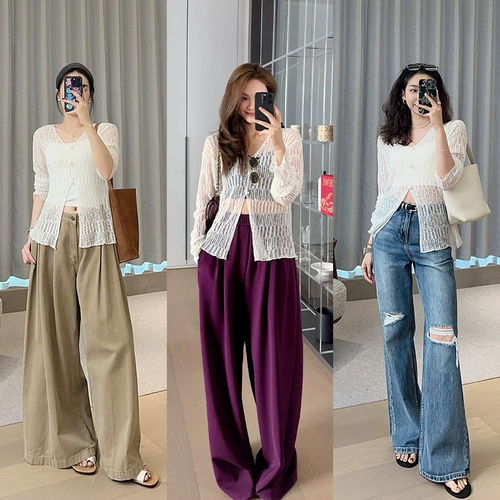 美洋 Мейян Глазированная кардиганская пустота, туманная романтическая лень, расслабление v -neck long -sleeved свитер