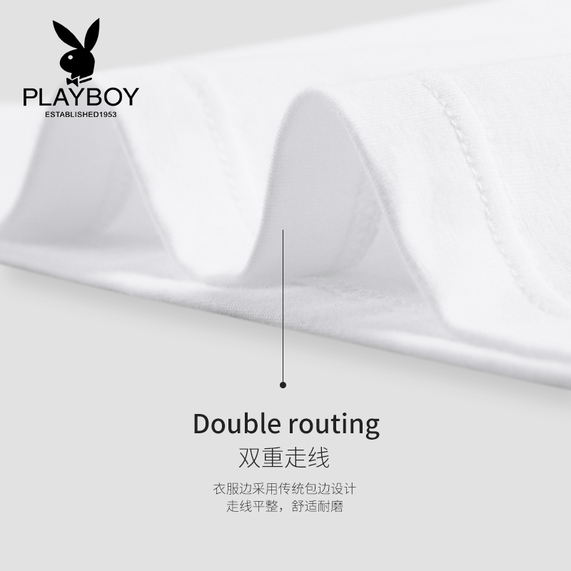 Playboy quần áo mens mùa hè cổ chữ V 2020 bông mới t-shirt vòng cổ xu hướng nửa tay áo ngắn tay phiên bản Hàn Quốc