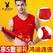 Playboy Men SpongeBob Năm của màu đỏ Cotton Tops Đồ lót cộng với nhung làm dày áo cưới