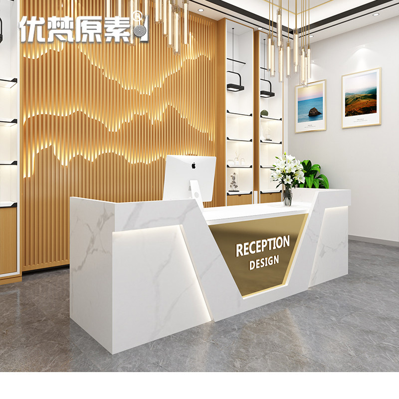 Light luxury check-out counter for atmospheric training institution reception desk modern minimalist travel agency reception custom mobile shop bar