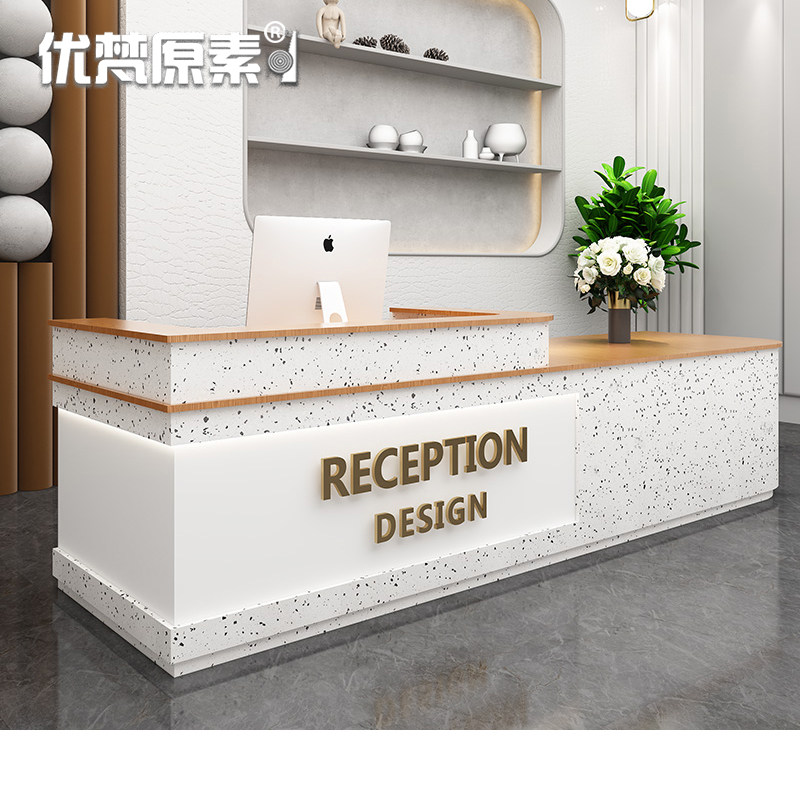 Front Desk Reception Desk Creative collections Gintai Atmospheric Fashion Brief Modern Clothing Shop Cosmetics Store Bag Shop Bar 