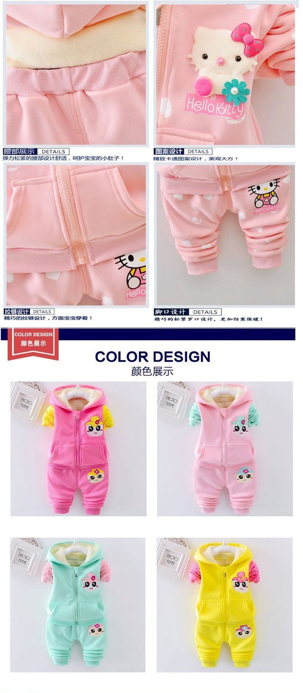 Bé gái một tuổi cộng với nhung mùa đông phù hợp với nam và nữ mới áo len mùa đông dày ra ngoài quần áo bé gái quần áo mùa đông thời trang cho bé