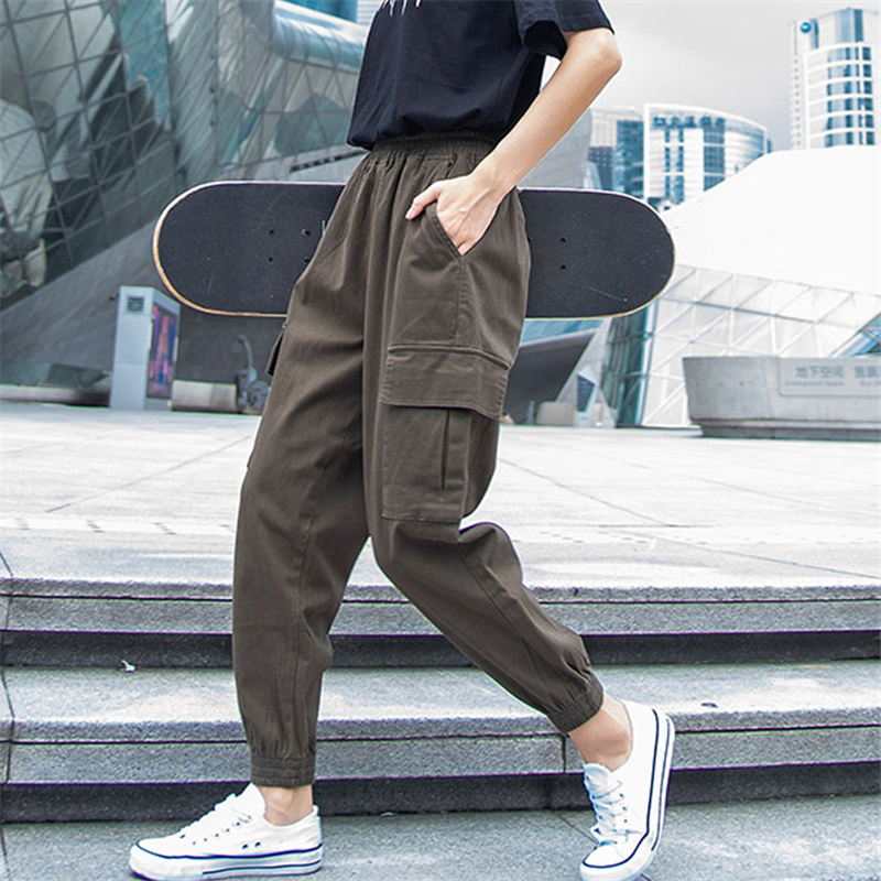 Fan-style workwear pants female loose bf wind summer display slim height waist tightness waist large size size fat mm bunches casual sports pants