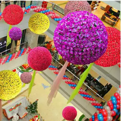 Simulation flower ball decoration Rose encrypted flower ball charm 4s exhibition hall Mall jewelry store window decoration Wedding pendant