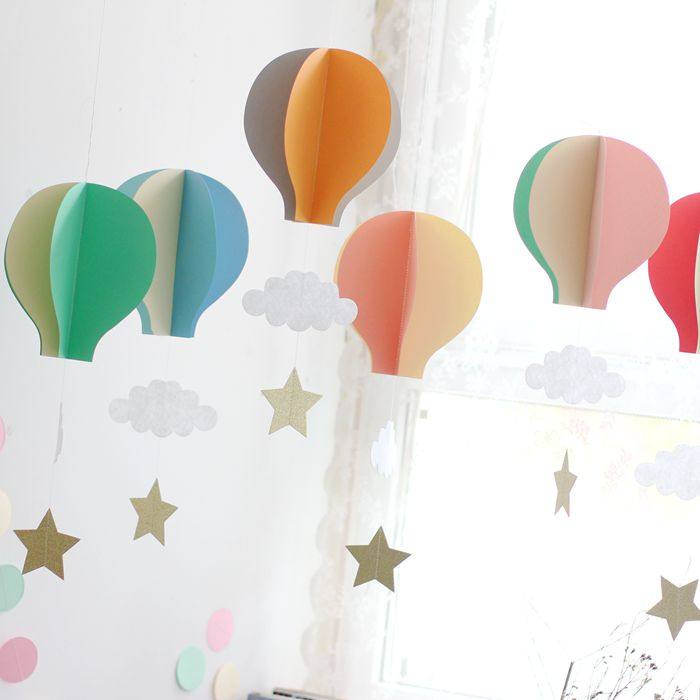 Beauty Chen Creative Merchants City Arrangement Three-dimensional Hot Air Balloon Children First Year Hangover Kindergarten Early Education Center Gathering of Birthday Decorations