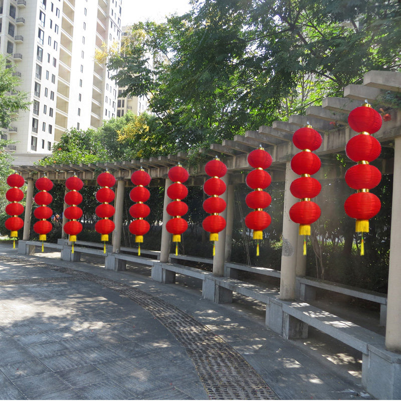 Small red lantern string hanging decoration Spring Festival Scene arrangement Round community Waterproof New Year Outdoor decoration series of winter melon light