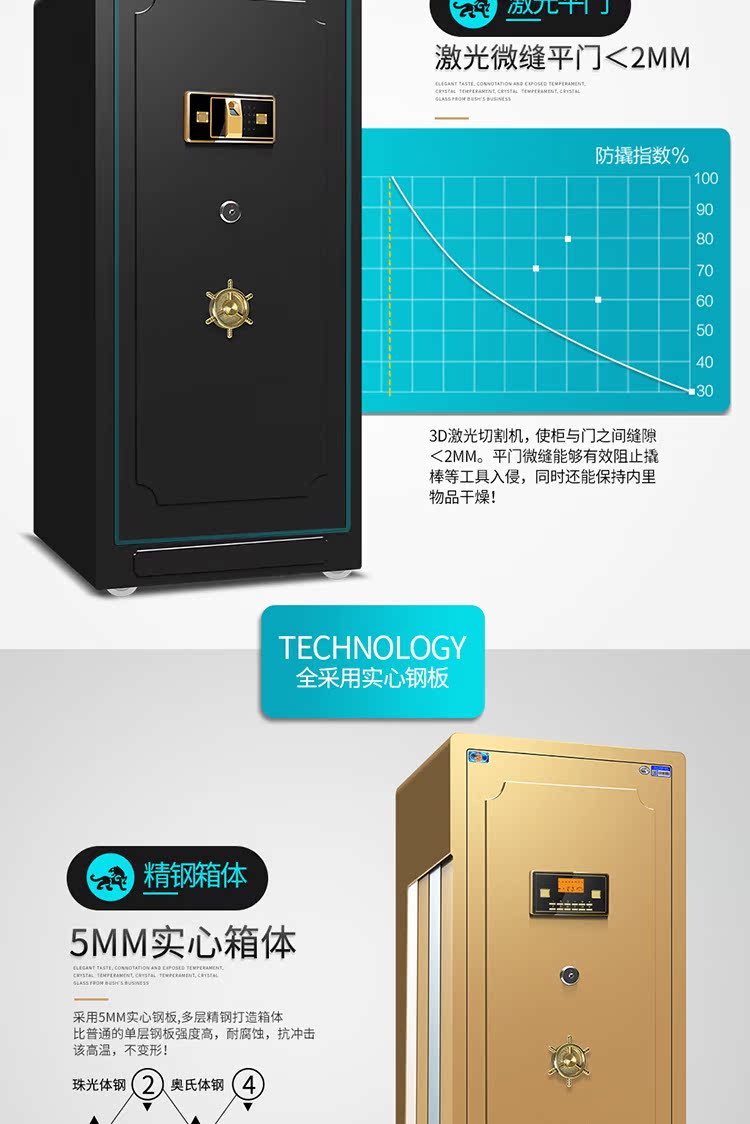 Tiger safe 3C chứng nhận 1 m 1,5 m văn phòng mật khẩu vân tay nhà an toàn tất cả thép chống trộm két sắt mini trẻ em giá rẻ