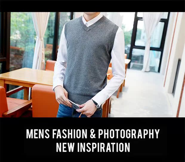 Áo vest nam 2018 mới mùa xuân và mùa thu vest thanh niên len vest không tay áo len chạm đáy áo len cổ chữ V áo vest nam đẹp