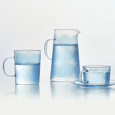 sort China Alive Blue Glacier Glass Cup, water cup, kettle, Coffee Cup, high-temperature resistant, high appearance level dessert plate