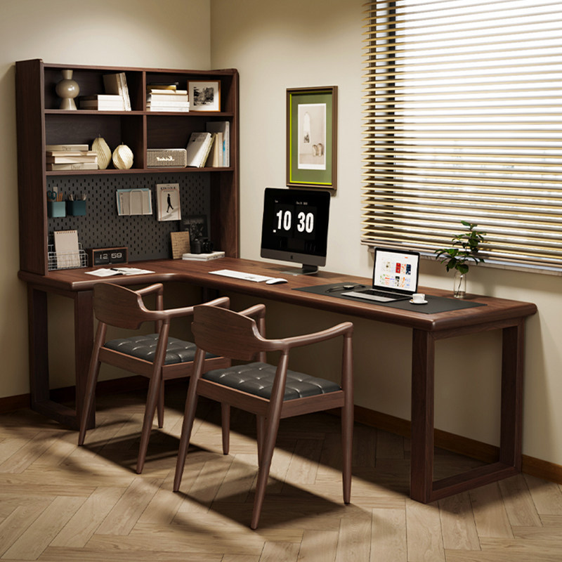 South American Walnut Corner Desk Bookshelf Integrated Study Room Home L-Shaped Computer Desk Solid Wood Corner Desk Study Desk South American Walnut Corner Desk Bookshelf Integrated Study Room Home L-Shaped Computer Desk Solid Wood Corner Desk Study Desk