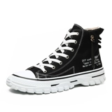 Летняя тканевая дышащая обувь, черные трендовые высокие кроссовки, коллекция 2023, в корейском стиле