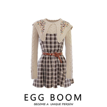 Small sub-sweet and large collar embroidered covered head sweater dress sweaters dress suit 2022 new autumn spring