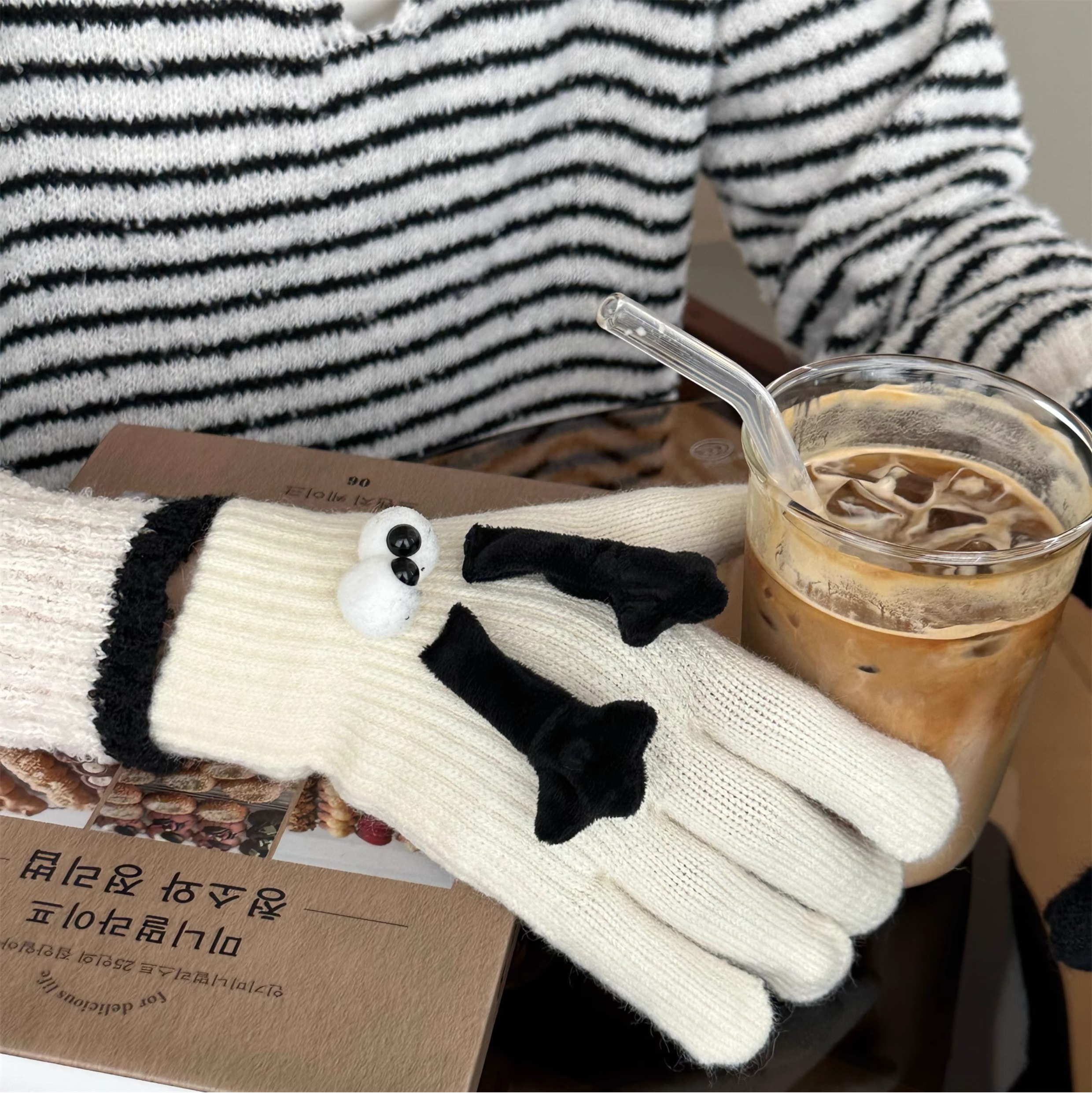 Gants à cinq doigts tricotés épais, mignons et amusants, haute beauté, pour Couples, automne et hiver_voghion.com