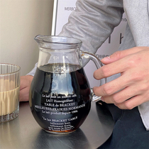 ins cold air French glass pot Family Cafe small milk jug cold kettle glass handle large capacity kettle