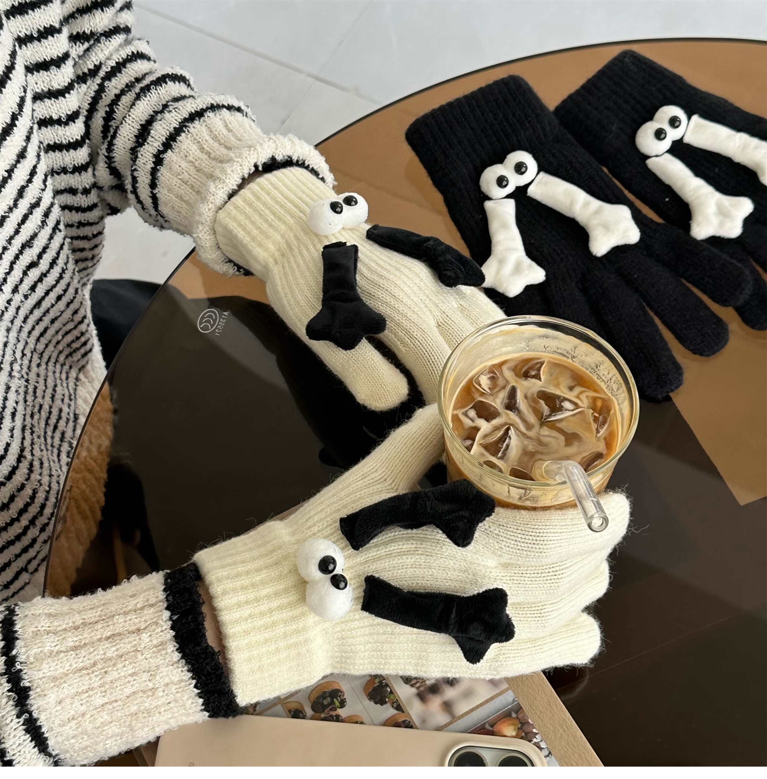 Gants à cinq doigts tricotés épais, mignons et amusants, haute beauté, pour Couples, automne et hiver_voghion.com