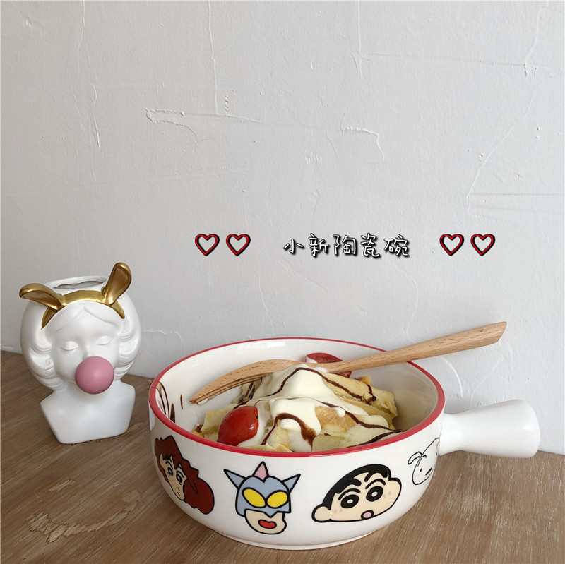 South Korea Kids Funny color cartoon Cartoon Ceramic Bubble Noodles Bowl High Temperature Resistant Cute Ovens Baking Rice Baking Bowl Salad Bowl