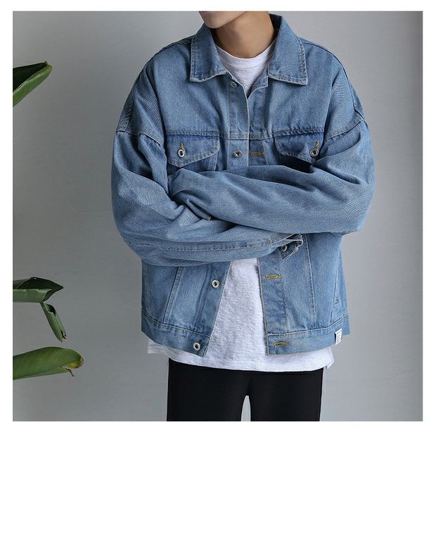 Mùa xuân và mùa thu áo khoác denim đẹp trai nam phiên bản Hàn Quốc của xu hướng áo khoác lửng nữ sinh hoang dã áo