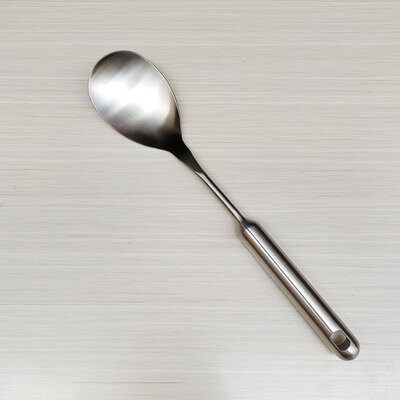 Clear goods 18-10 stainless steel rice shovel long handle shovel Vegetable Spoon Integrated moulding frosted length 33 8 cm