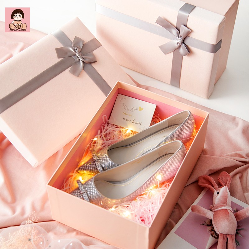 Zhang Xiahami bridal wedding gown wedding gown box delivery girlfriends Companion Gift Box Suede Boutets Big Empty Box Presents