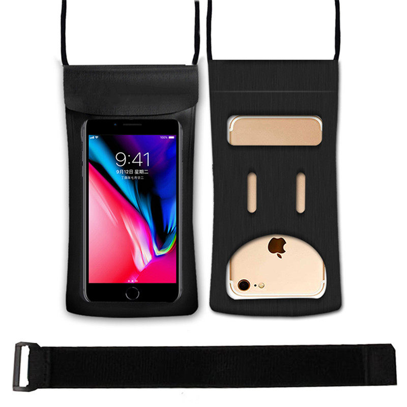 Can be tied arm mobile phone waterproof bag diving mobile phone protective cover touch screen swimming drifting hot spring swimming neck 6 5 inch universal
