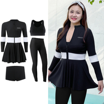 Womens plus size swimsuit split conservative long-sleeved trousers sun protection quick-drying loose slimming 200 pounds jellyfish diving suit