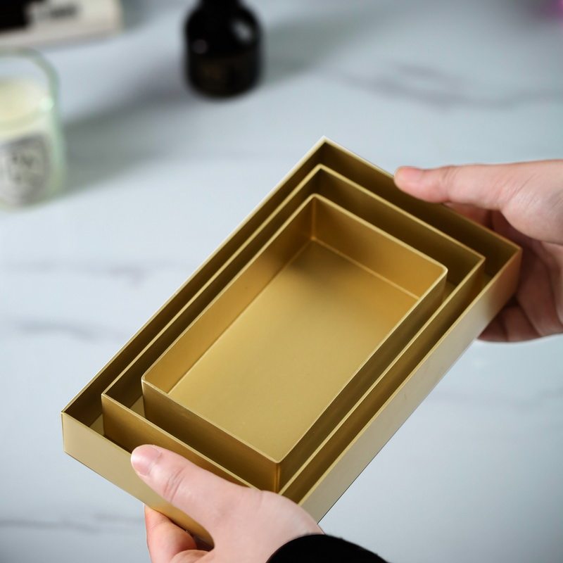 One Documentary Home Brass Containing Box Copper Box Rectangular Metal Golden Bronze Disc Tray living room Hyun Off Tray-Taobao
