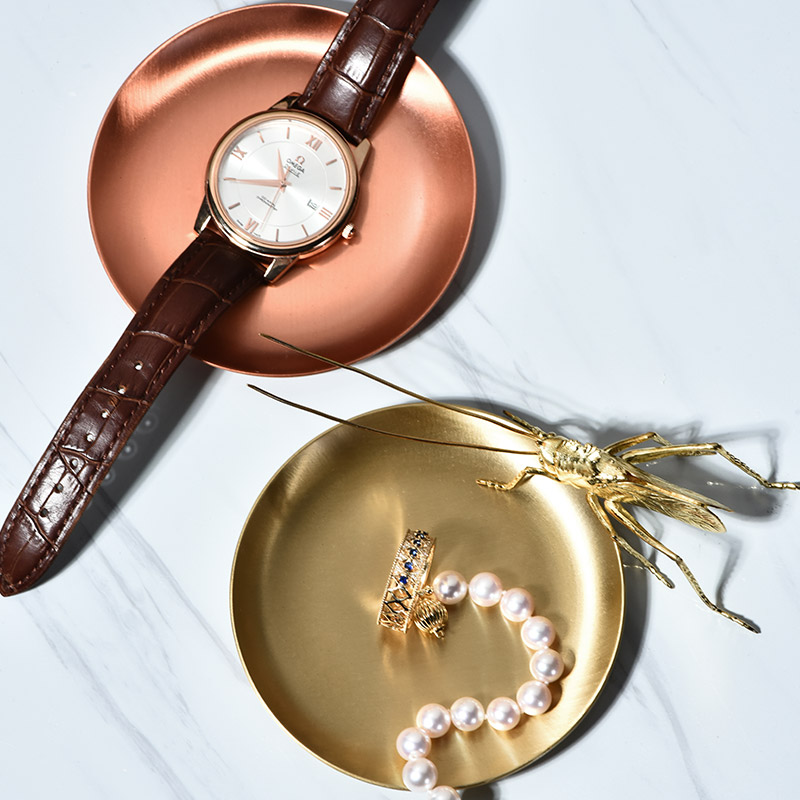 One Documentary Home Nordic Brass Round Jewelry Tray Table Tray Disposal Tray Jewelry Containing Tray Copper Cup Cushion-Taobao