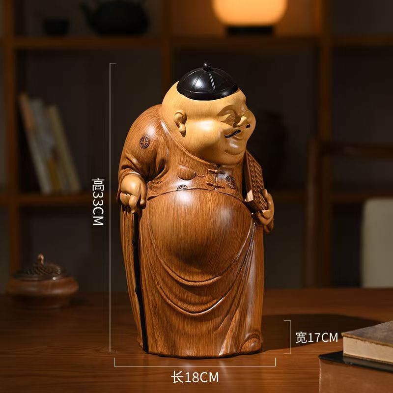 National Trend Style High-End Chinese Decorative Figurine, Imitation Bamboo Root Wood Sculpture, Ancient Style Resin Tea Room Decoration