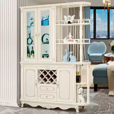 European-style paint double-sided foyer cabinet Feng Shui entrance partition with wine cabinet decorative cabinet Shoe cabinet Dining room screen room hall cabinet