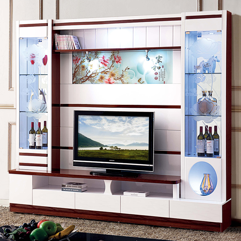 Living room overall TV cabinet mixed video cabinet multifunctional background wall wine cabinet in one cabinet Chinese partition wall