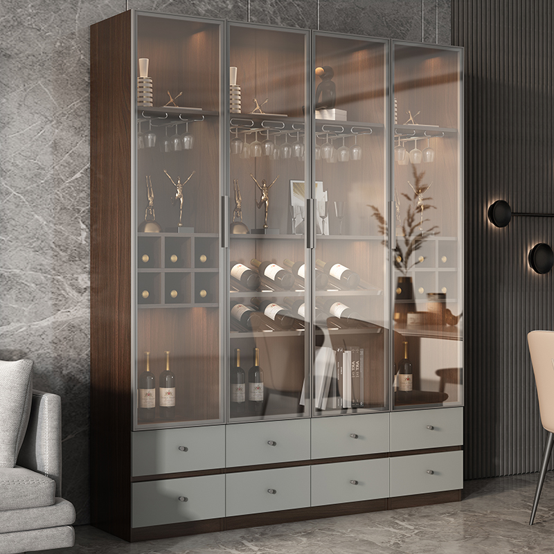 Solid wood glass wine cabinet living room by the corner cabinet of Northern Europe light luxury small combination of red wine cabinet display locker