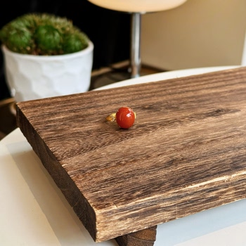Natural nanhong persimmon red cornucopia ring live silver inlaid fire girl gift one thing one picture