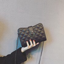 Lamode leather small bag female tide texture shoulder shoulder bag diamond grid chain chic small square bag mobile phone bag