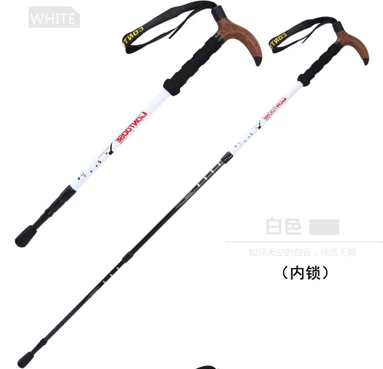匡 trekking ngoài trời cực carbon siêu nhẹ kính thiên văn hình chữ T leo gậy gậy cũ gấp nạng núi - Gậy / gậy